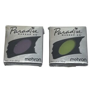 2 Mehron Makeup Paradise Makeup AQ Face & Body Paint - 1.4 oz - Mauve & Lime NEW